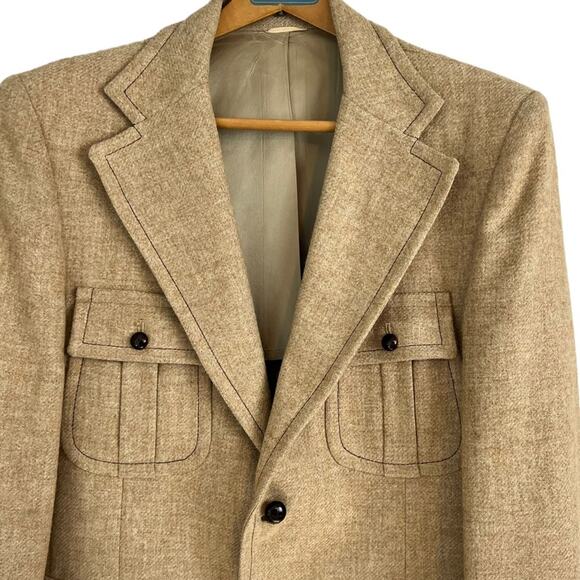 Vintage Wool Blazer MacAll Fifth Avenue Camel Tweed Hunt Jacket Patch Pockets - Picture 4 of 16